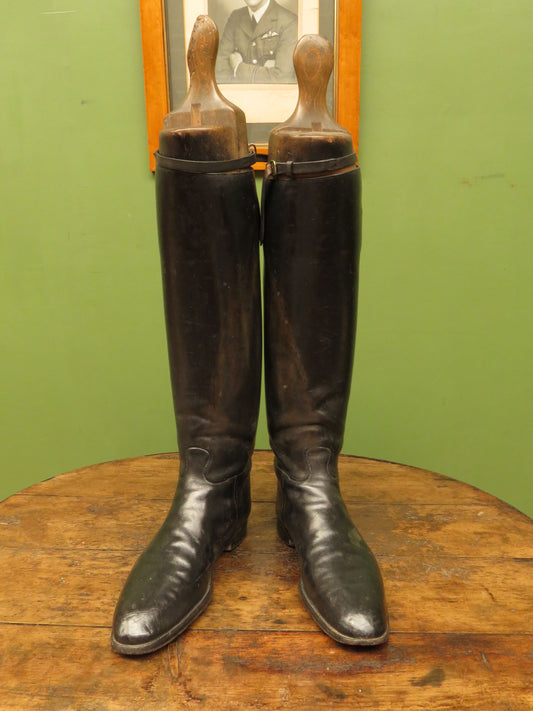 Antique Huntley of Aldershot Riding Boots with Wooden Boot Trees