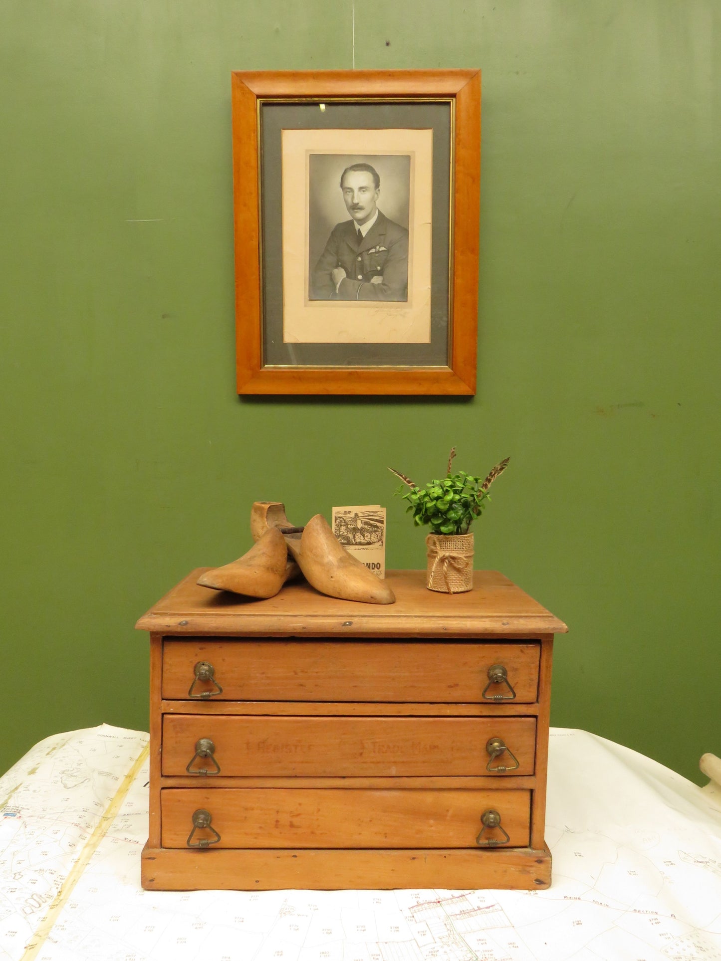 Vintage Table Top Haberdashery chest for cotton reels