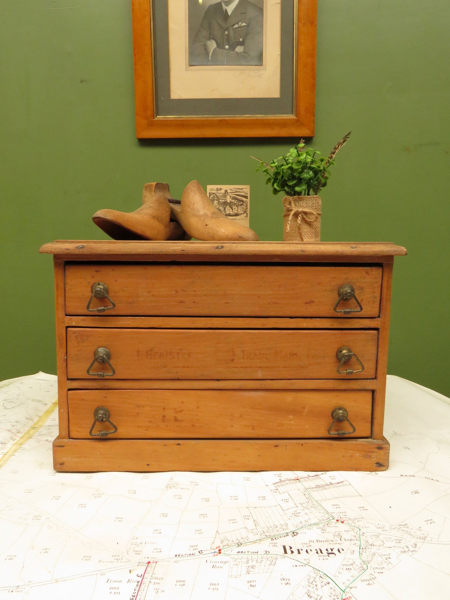 Vintage Table Top Haberdashery chest for cotton reels