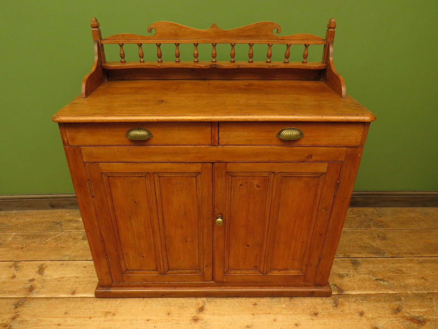 Victorian Pine Cupboard Server with galleried Top