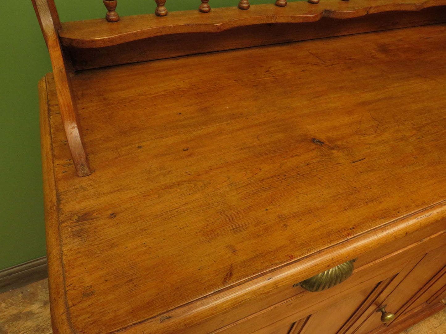 Victorian Pine Cupboard Server with galleried Top