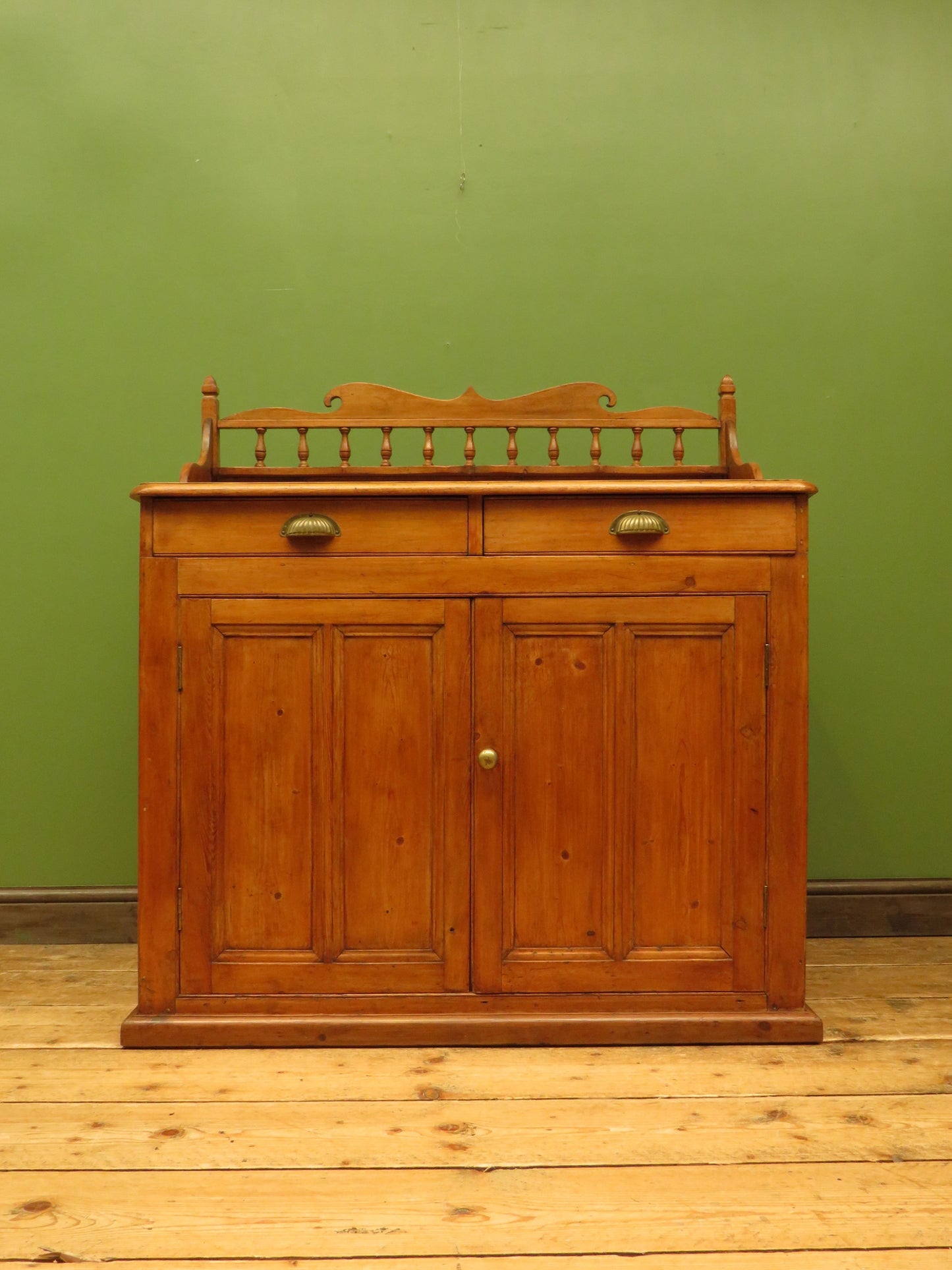 Victorian Pine Cupboard Server with galleried Top