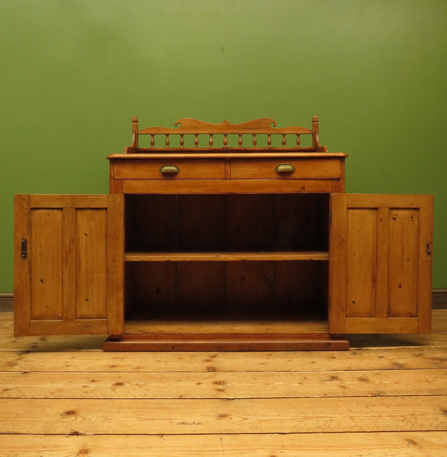 Victorian Pine Cupboard Server with galleried Top