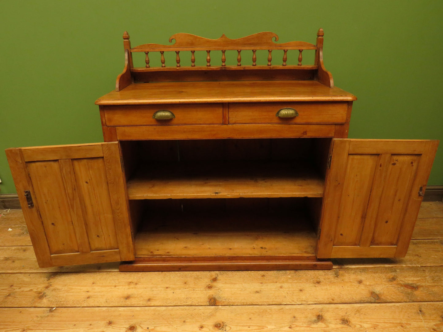 Victorian Pine Cupboard Server with galleried Top
