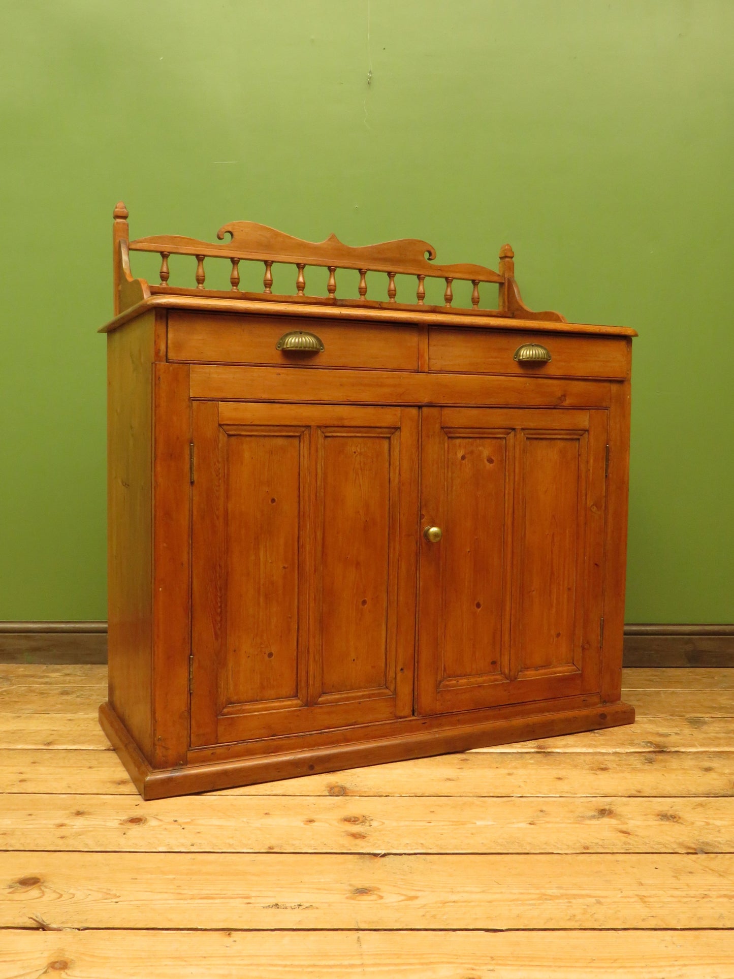 Victorian Pine Cupboard Server with galleried Top
