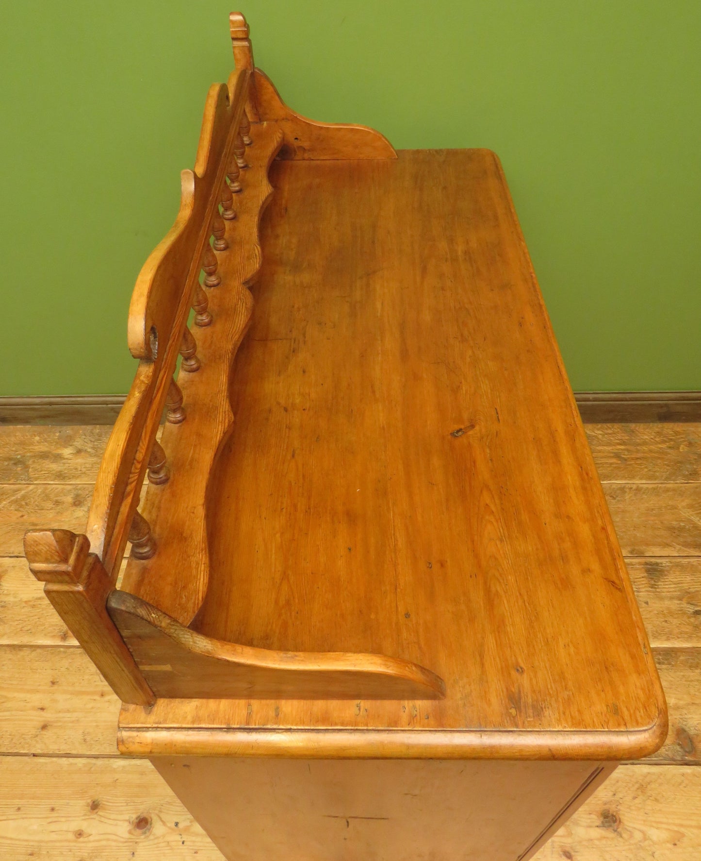 Victorian Pine Cupboard Server with galleried Top