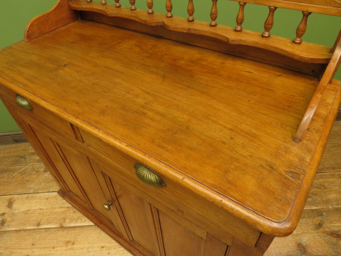 Victorian Pine Cupboard Server with galleried Top