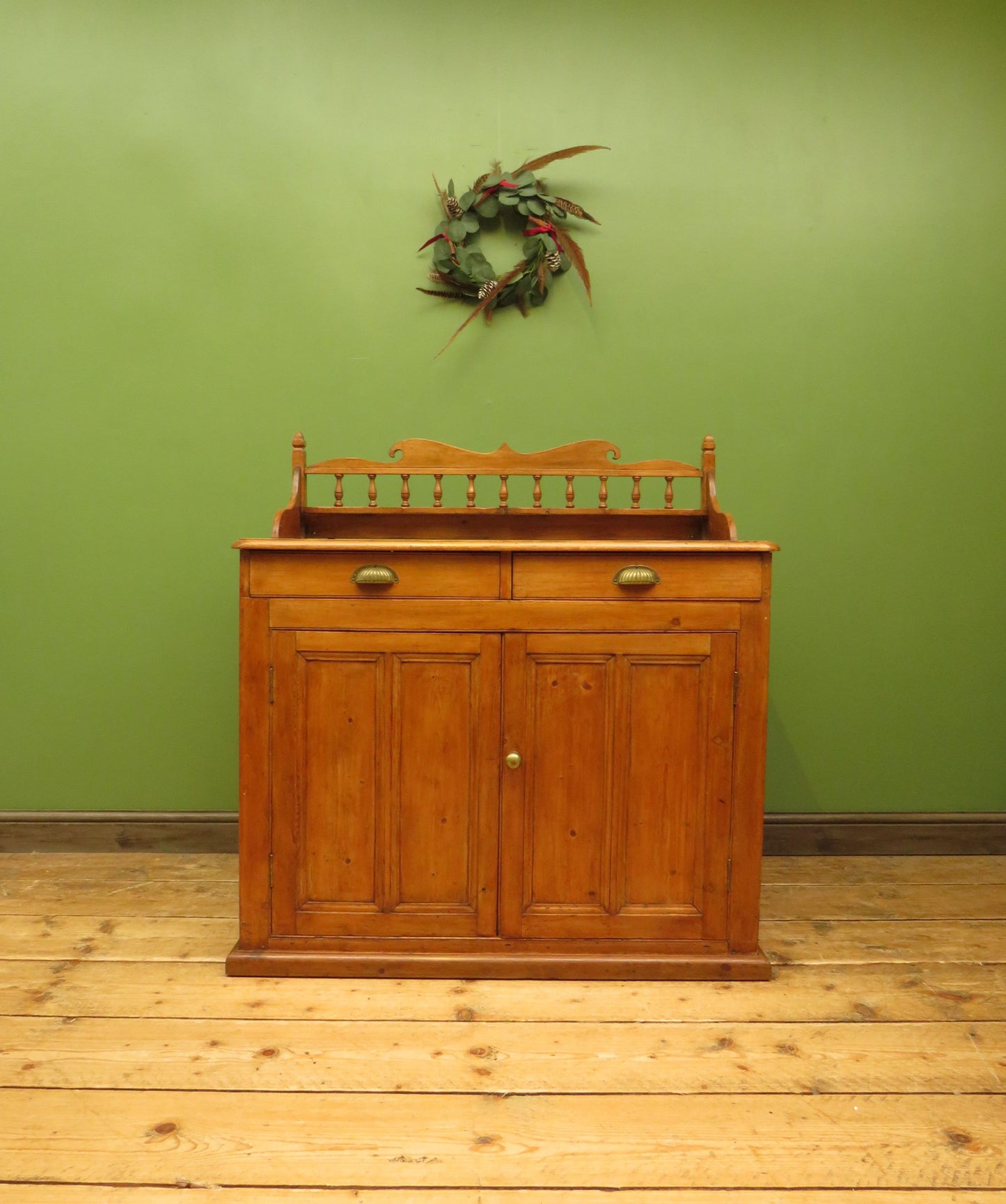 Victorian Pine Cupboard Server with galleried Top