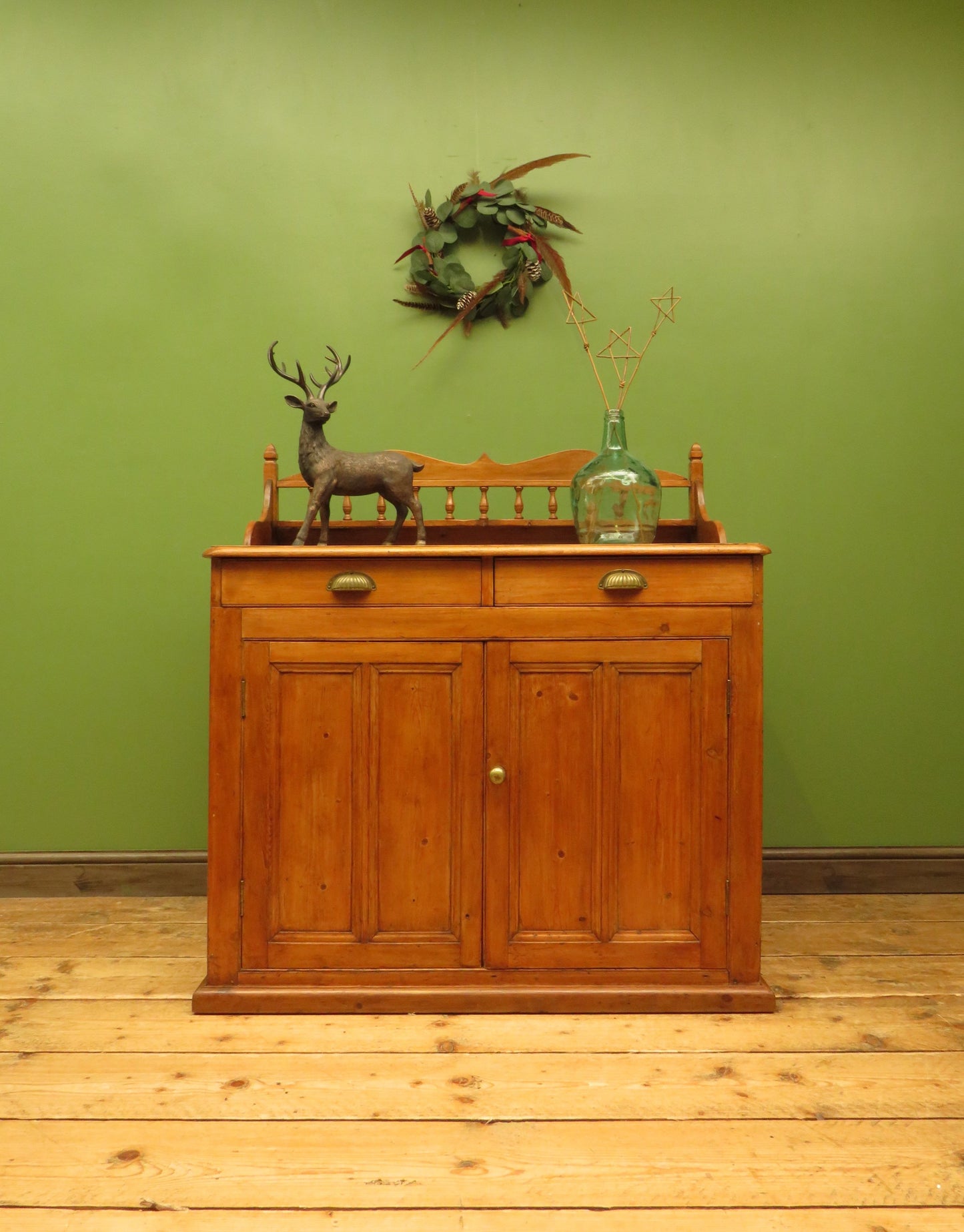 Victorian Pine Cupboard Server with galleried Top