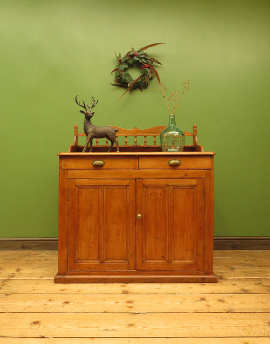 Victorian Pine Cupboard Server with galleried Top