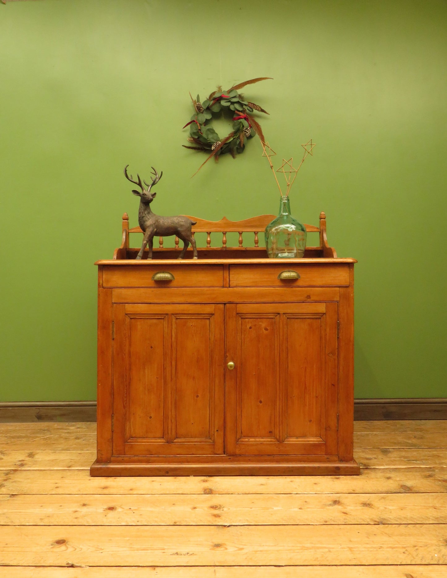 Victorian Pine Cupboard Server with galleried Top