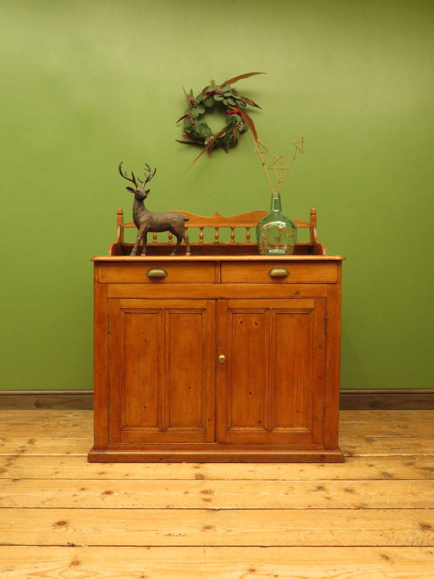 Victorian Pine Cupboard Server with galleried Top