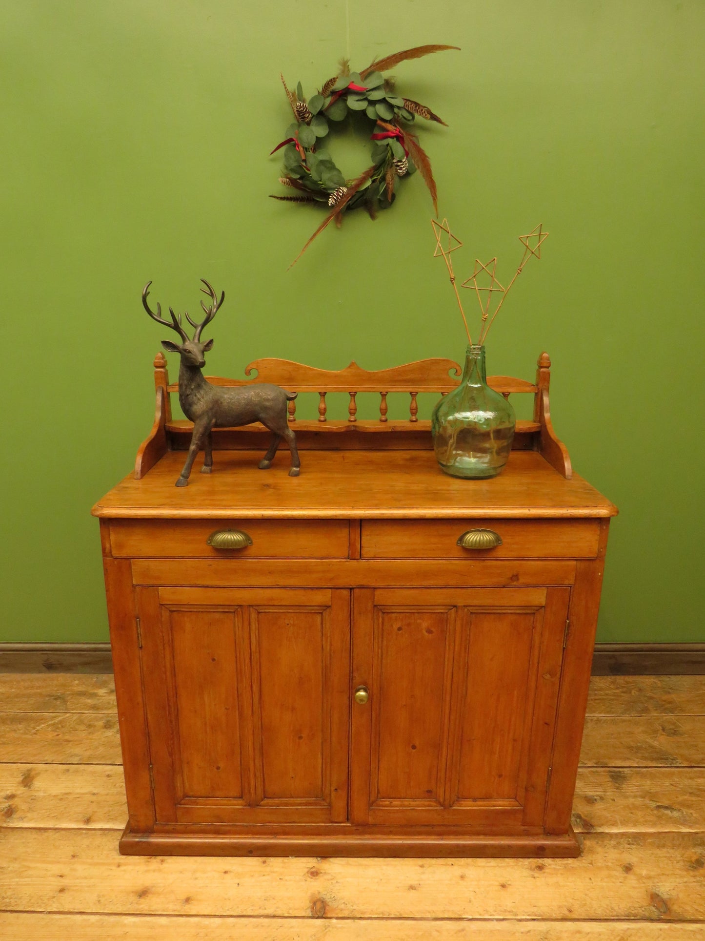 Victorian Pine Cupboard Server with galleried Top