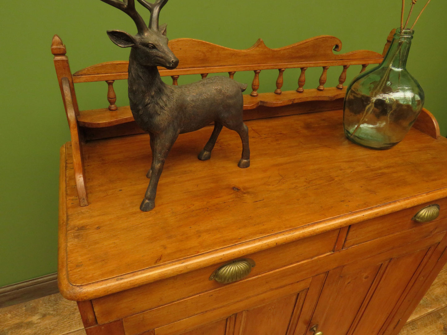 Victorian Pine Cupboard Server with galleried Top