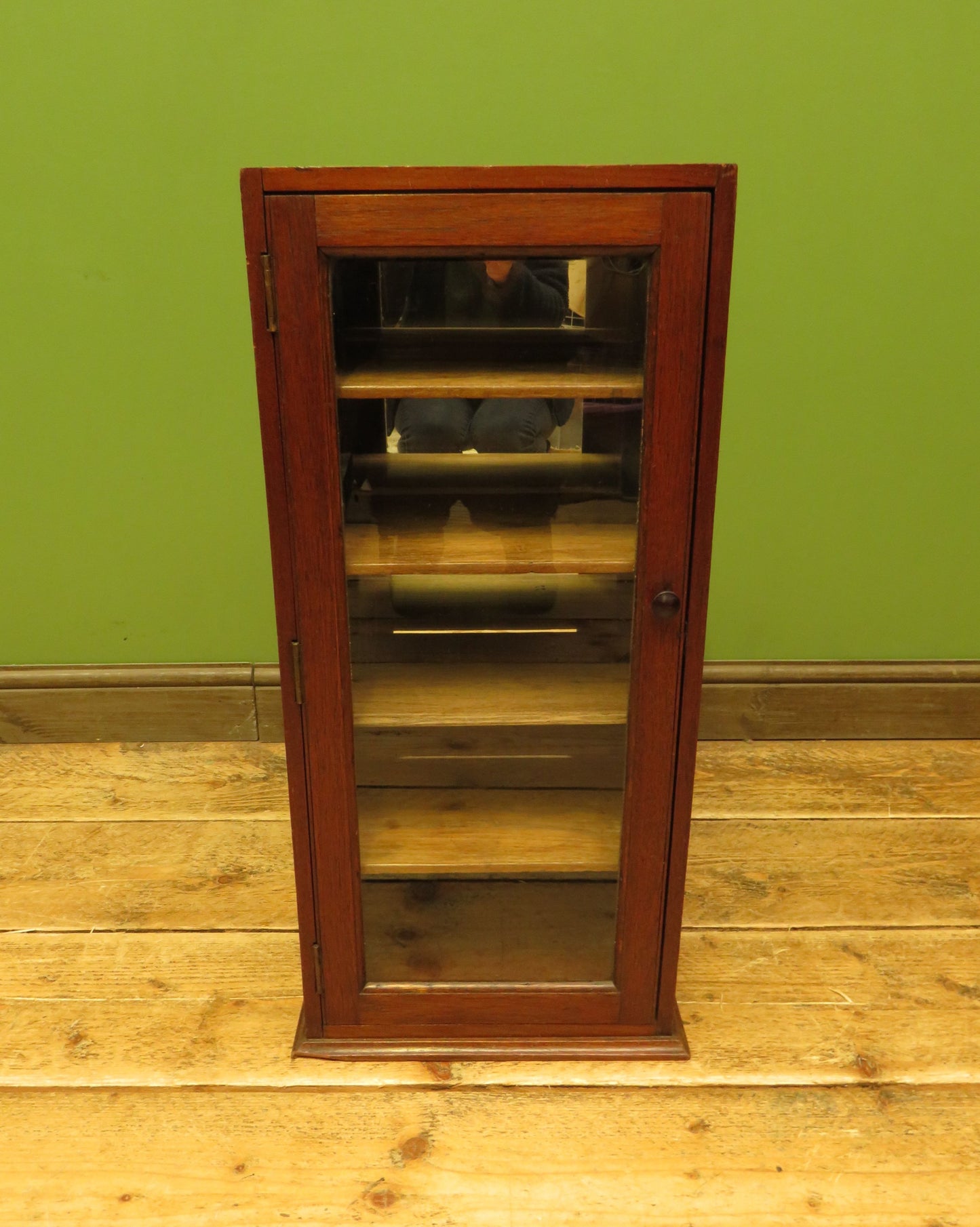 Small Antique Shop Display Cabinet with Mirrored Back