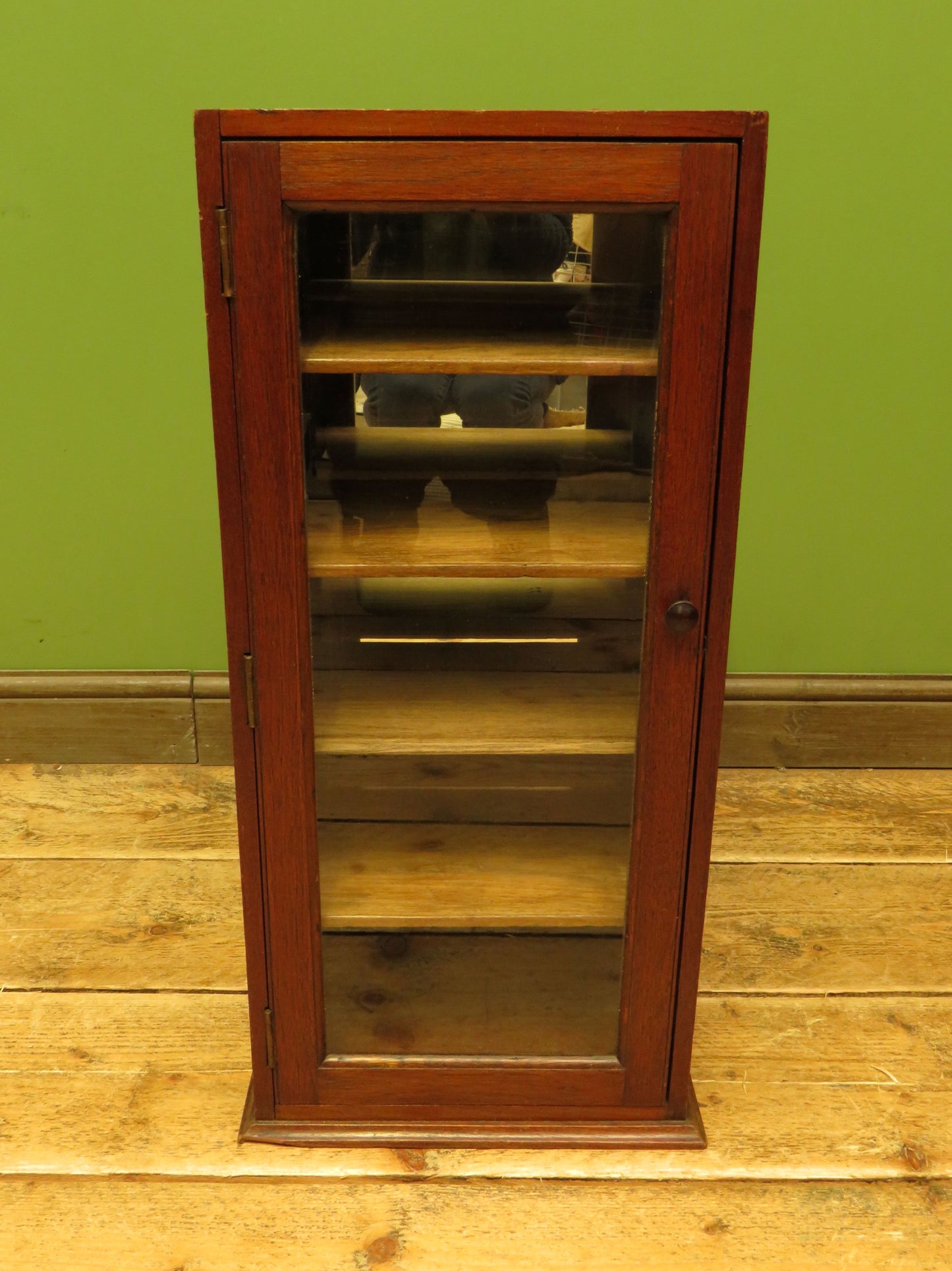 Small Antique Shop Display Cabinet with Mirrored Back