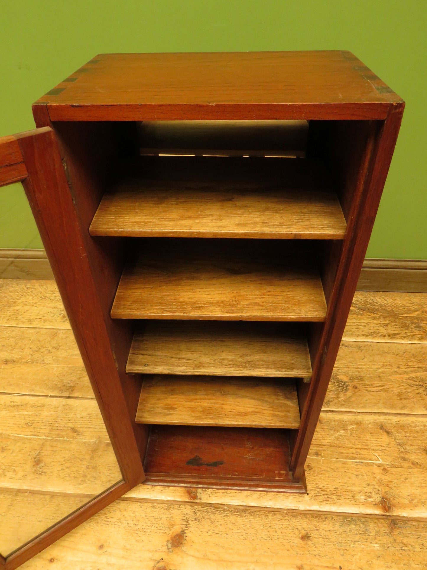 Small Antique Shop Display Cabinet with Mirrored Back
