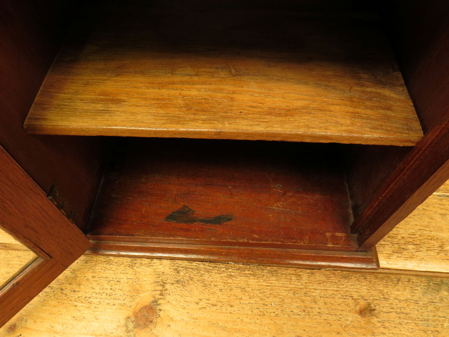 Small Antique Shop Display Cabinet with Mirrored Back