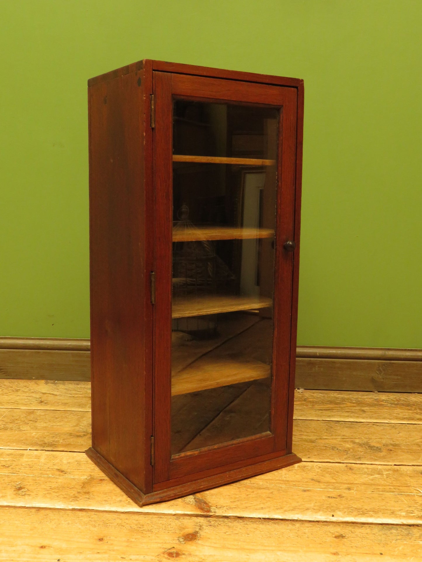 Small Antique Shop Display Cabinet with Mirrored Back