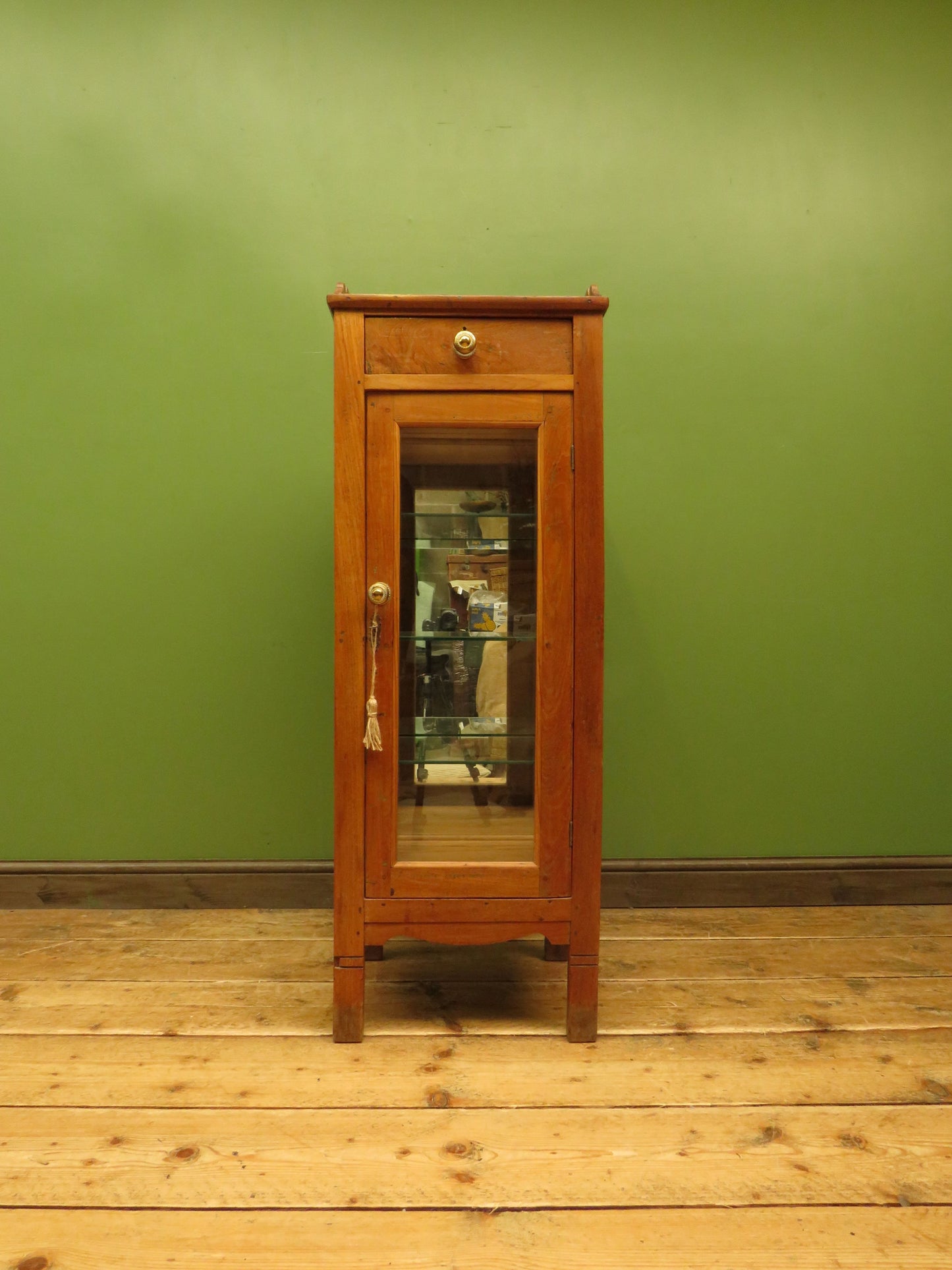 Antique Vitrine Display Cabinet with mirrored back and glass shelves