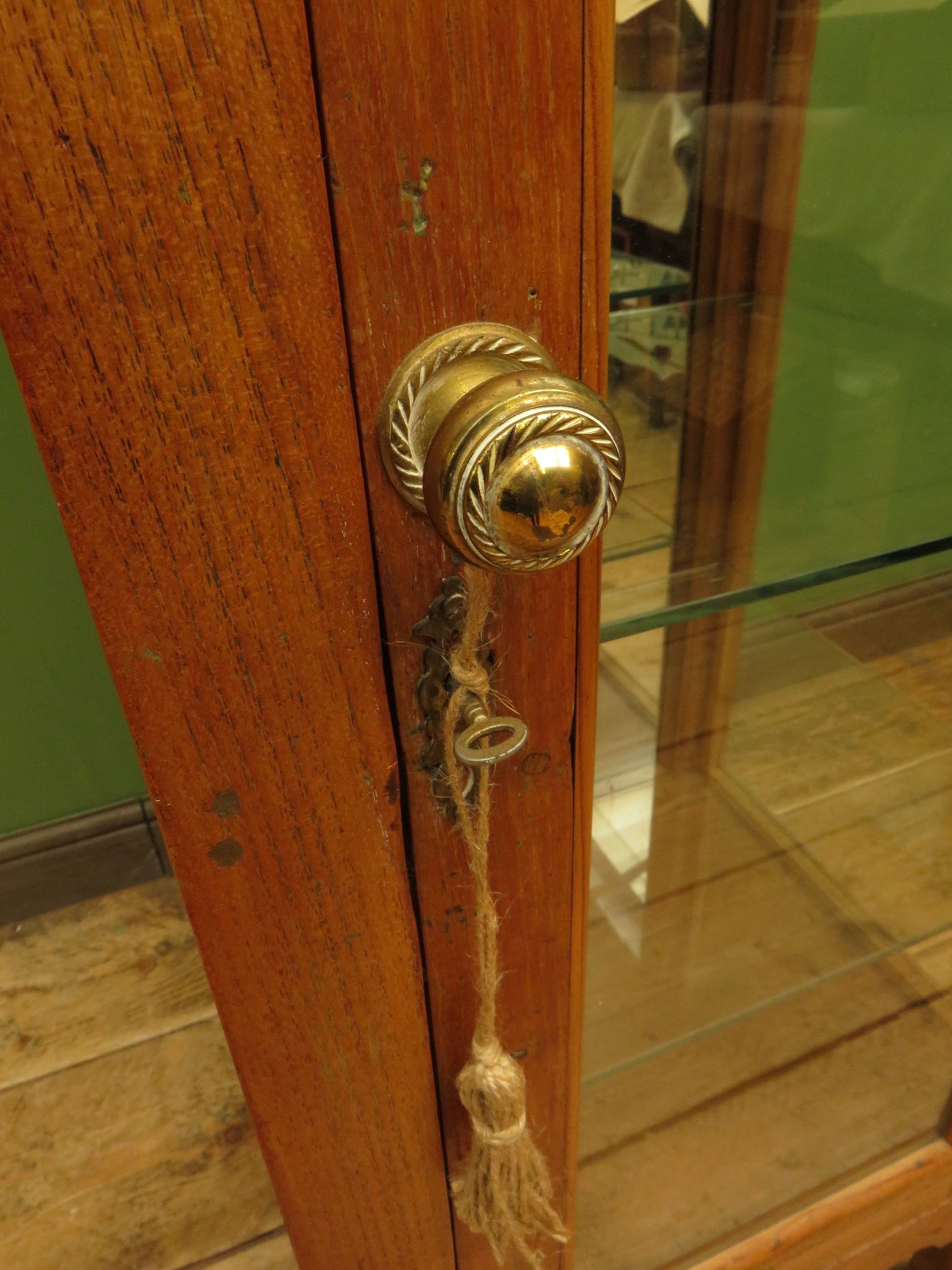 Antique Vitrine Display Cabinet with mirrored back and glass shelves