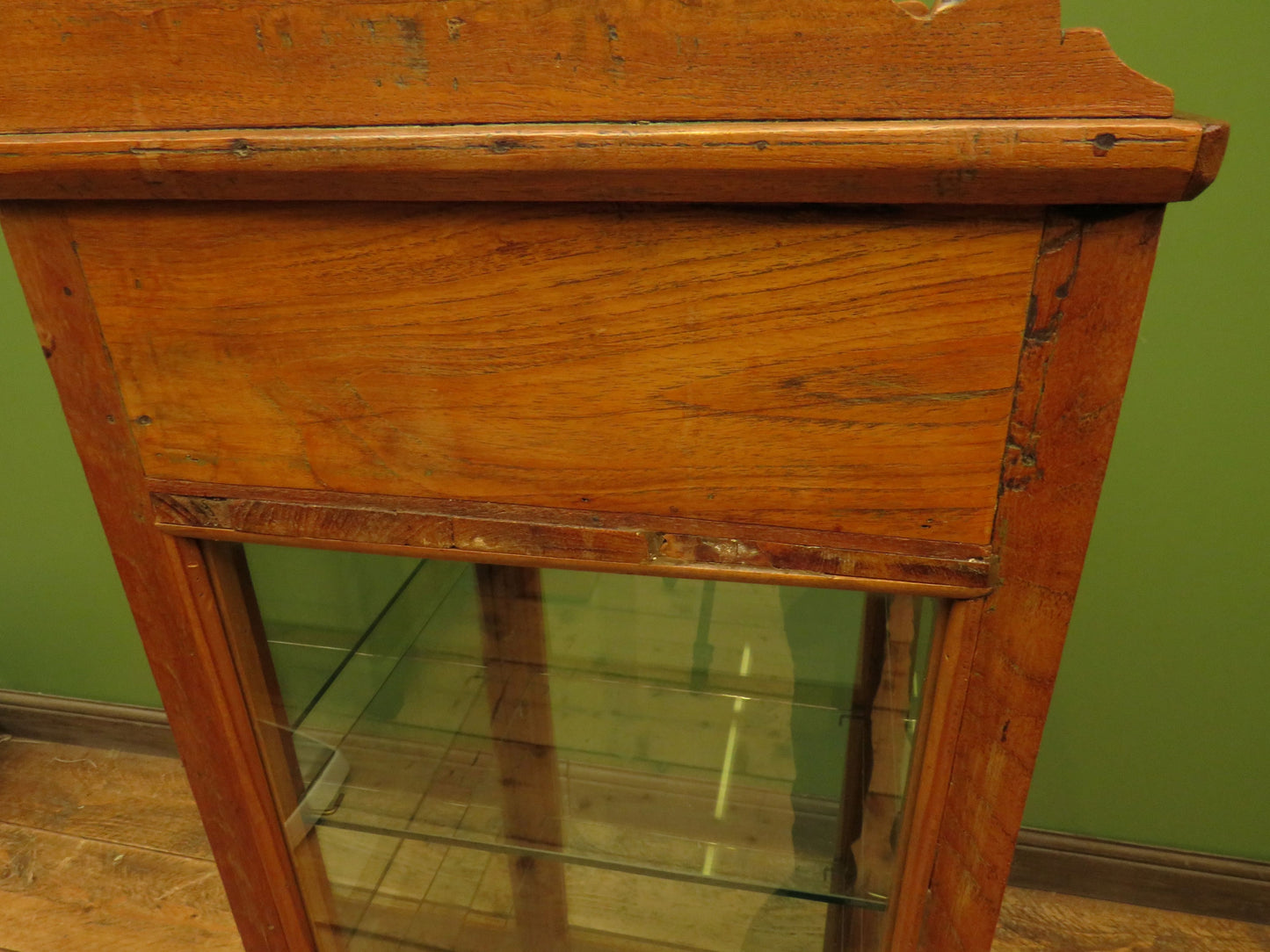 Antique Vitrine Display Cabinet with mirrored back and glass shelves