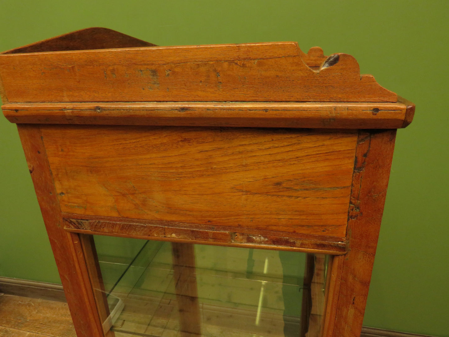 Antique Vitrine Display Cabinet with mirrored back and glass shelves