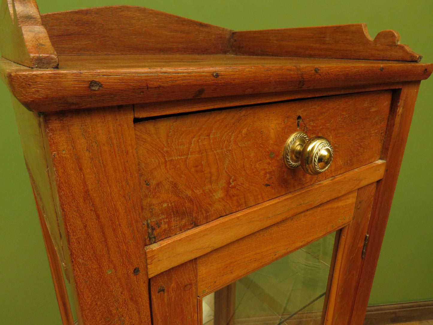 Antique Vitrine Display Cabinet with mirrored back and glass shelves