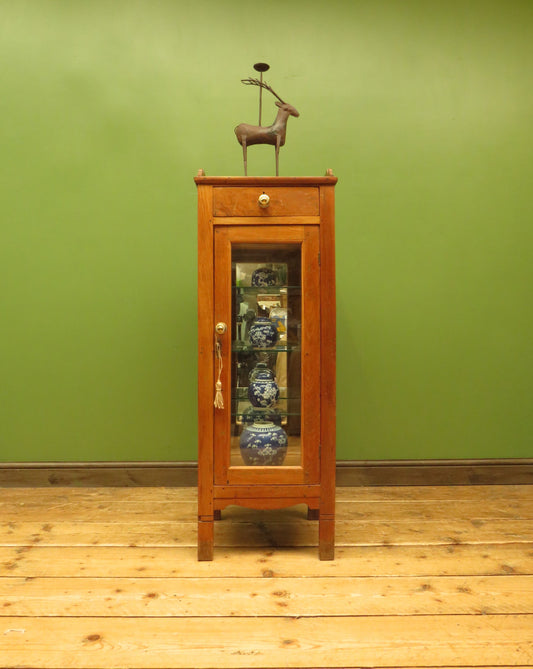 Antique Vitrine Display Cabinet with mirrored back and glass shelves