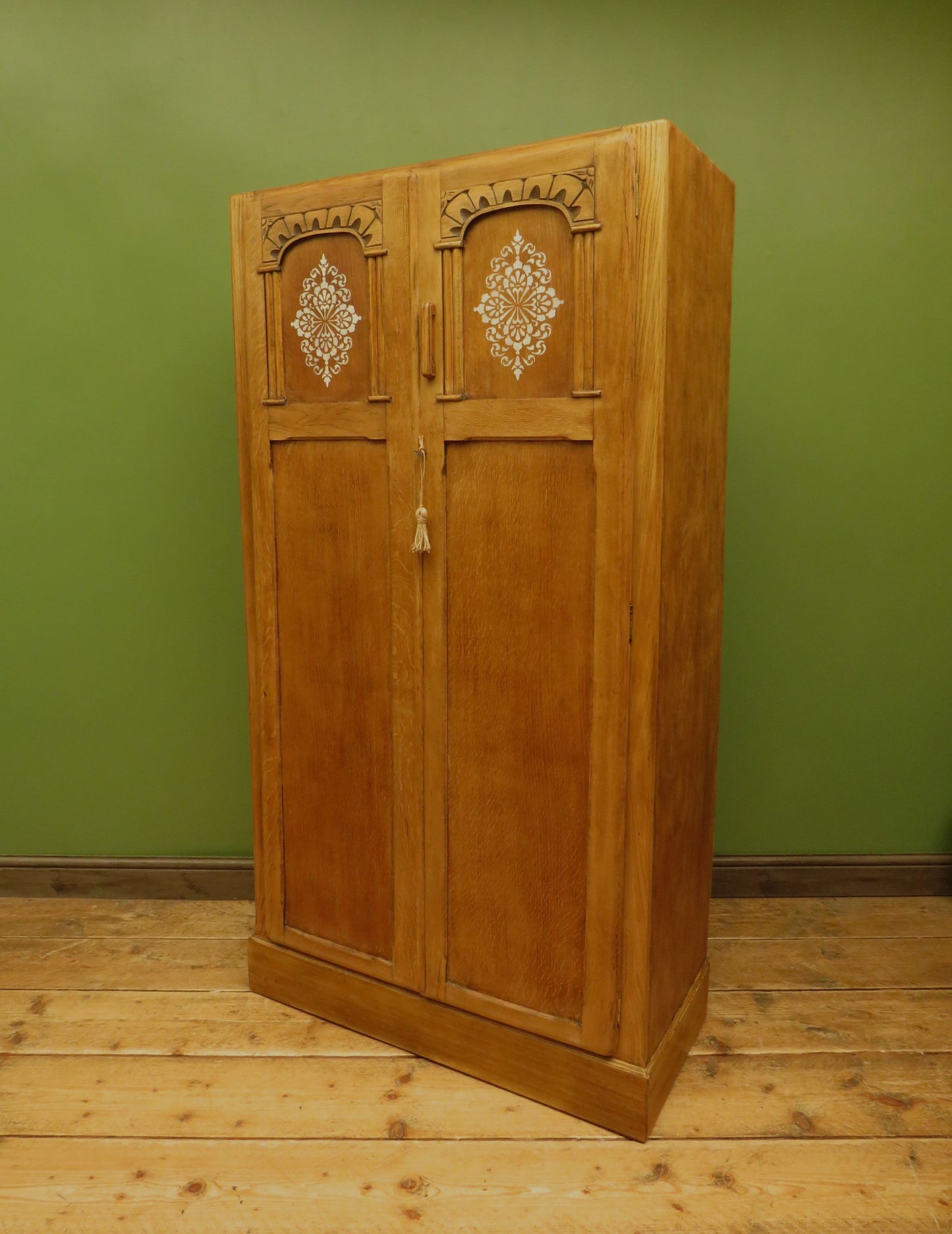Scandi Boho Small Vintage Oak Wardrobe