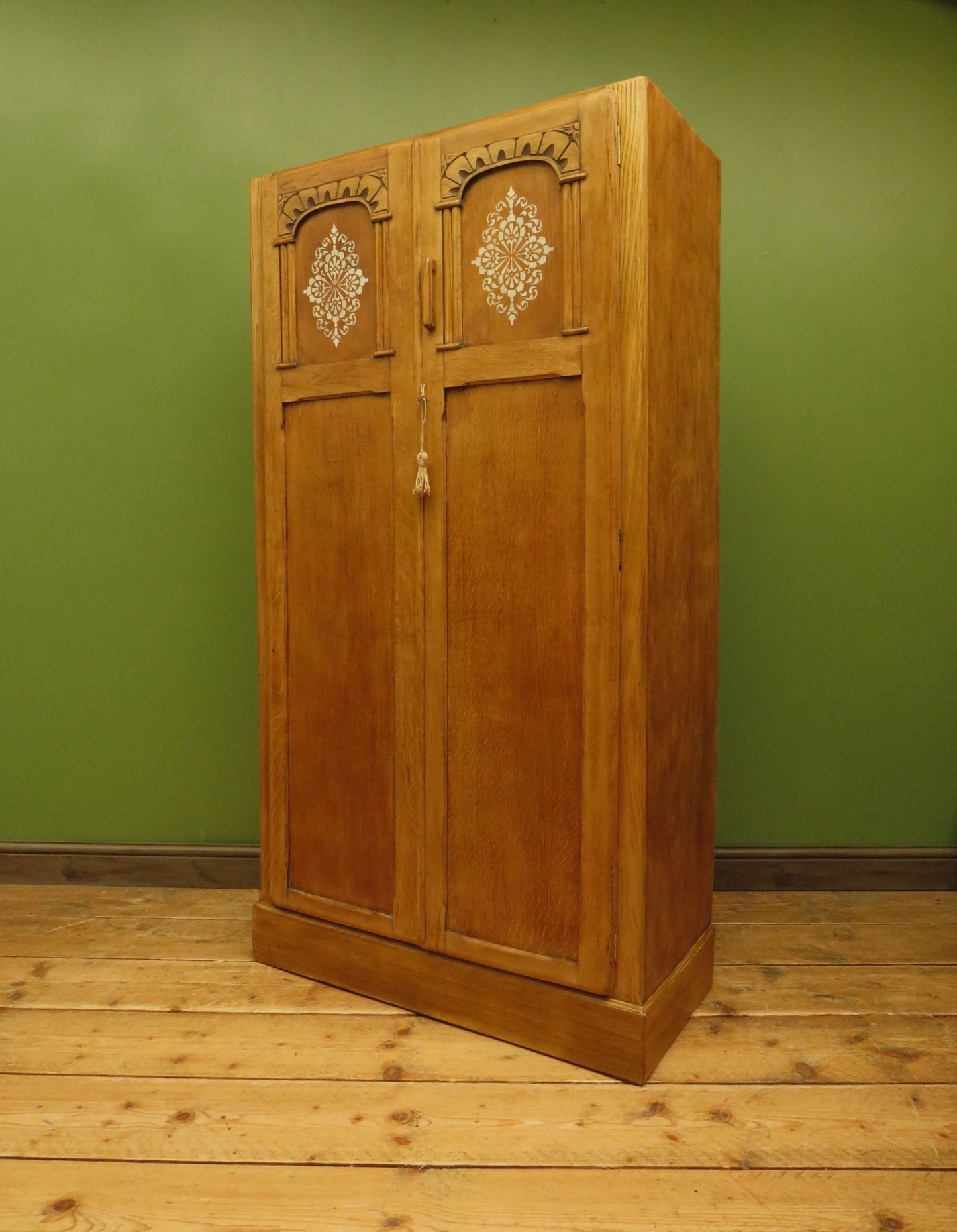 Scandi Boho Small Vintage Oak Wardrobe