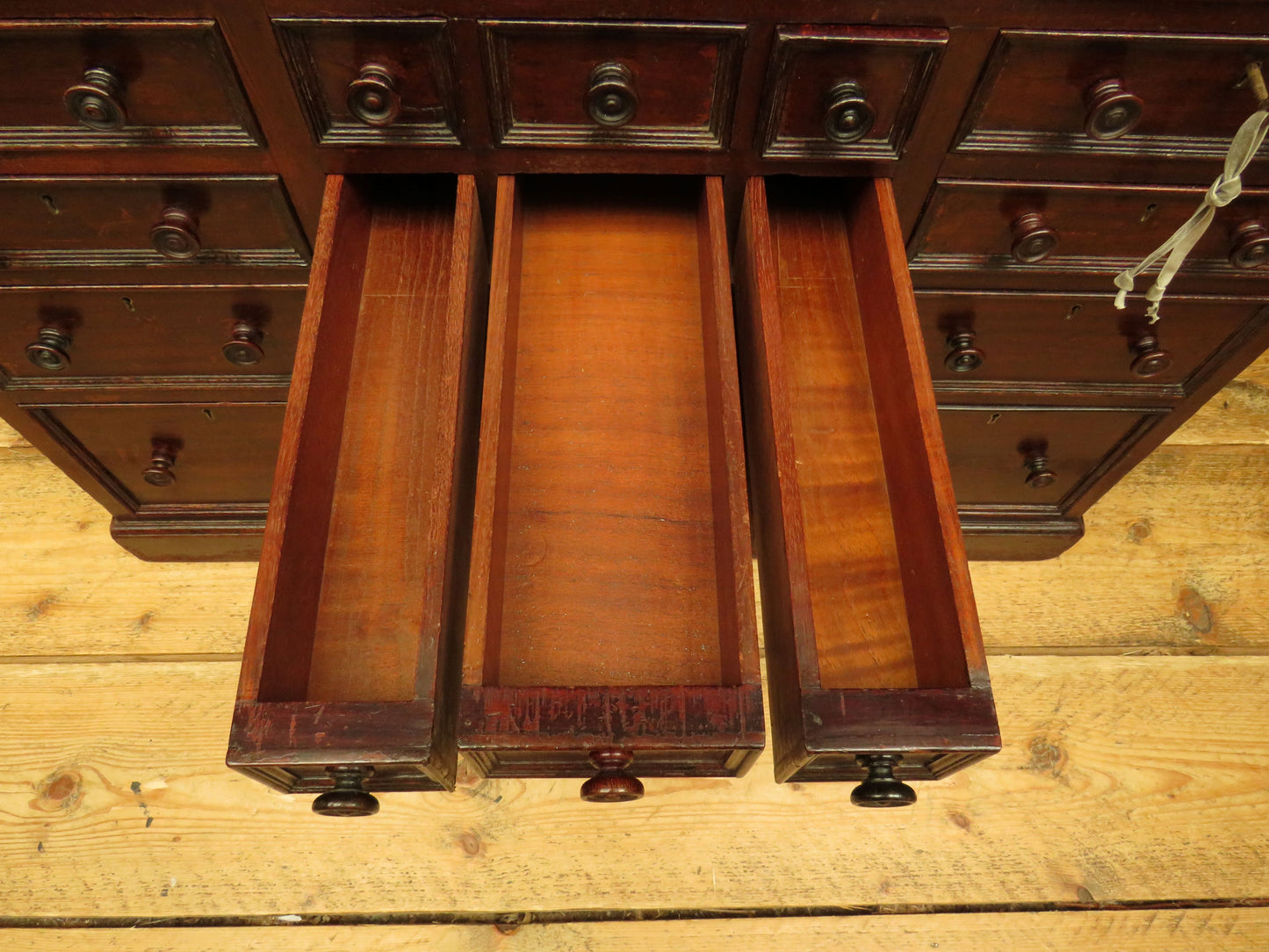 Victorian Mahogany Dentists Kneehole Work Chest With Opaque Glass Top