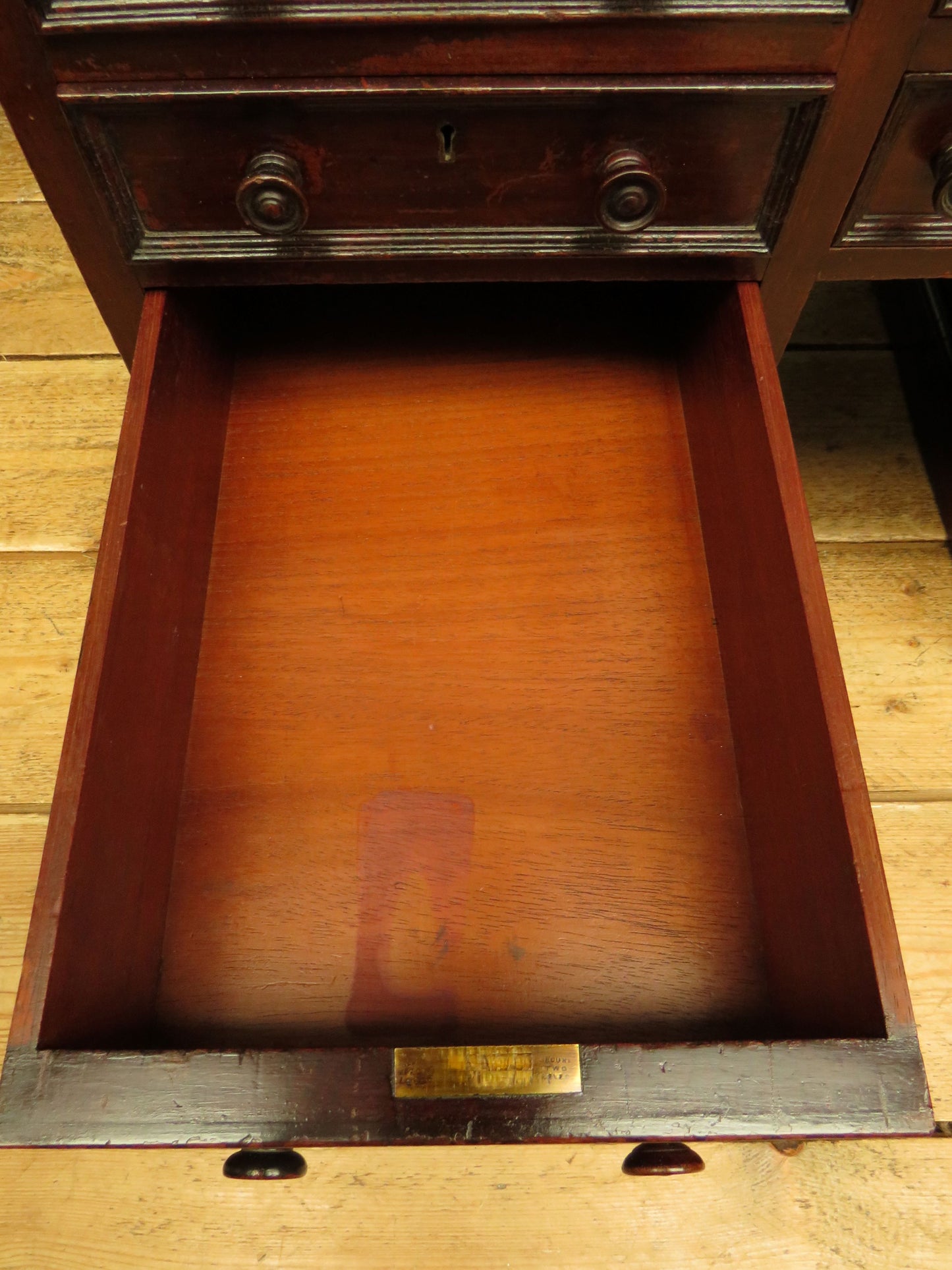 Victorian Mahogany Dentists Kneehole Work Chest With Opaque Glass Top