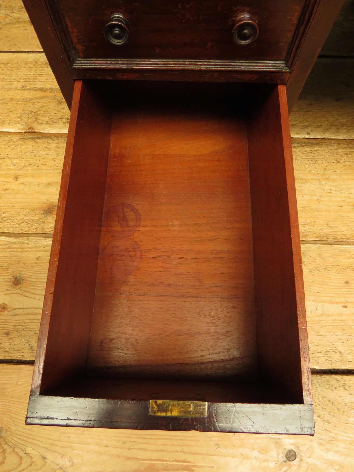 Victorian Mahogany Dentists Kneehole Work Chest With Opaque Glass Top