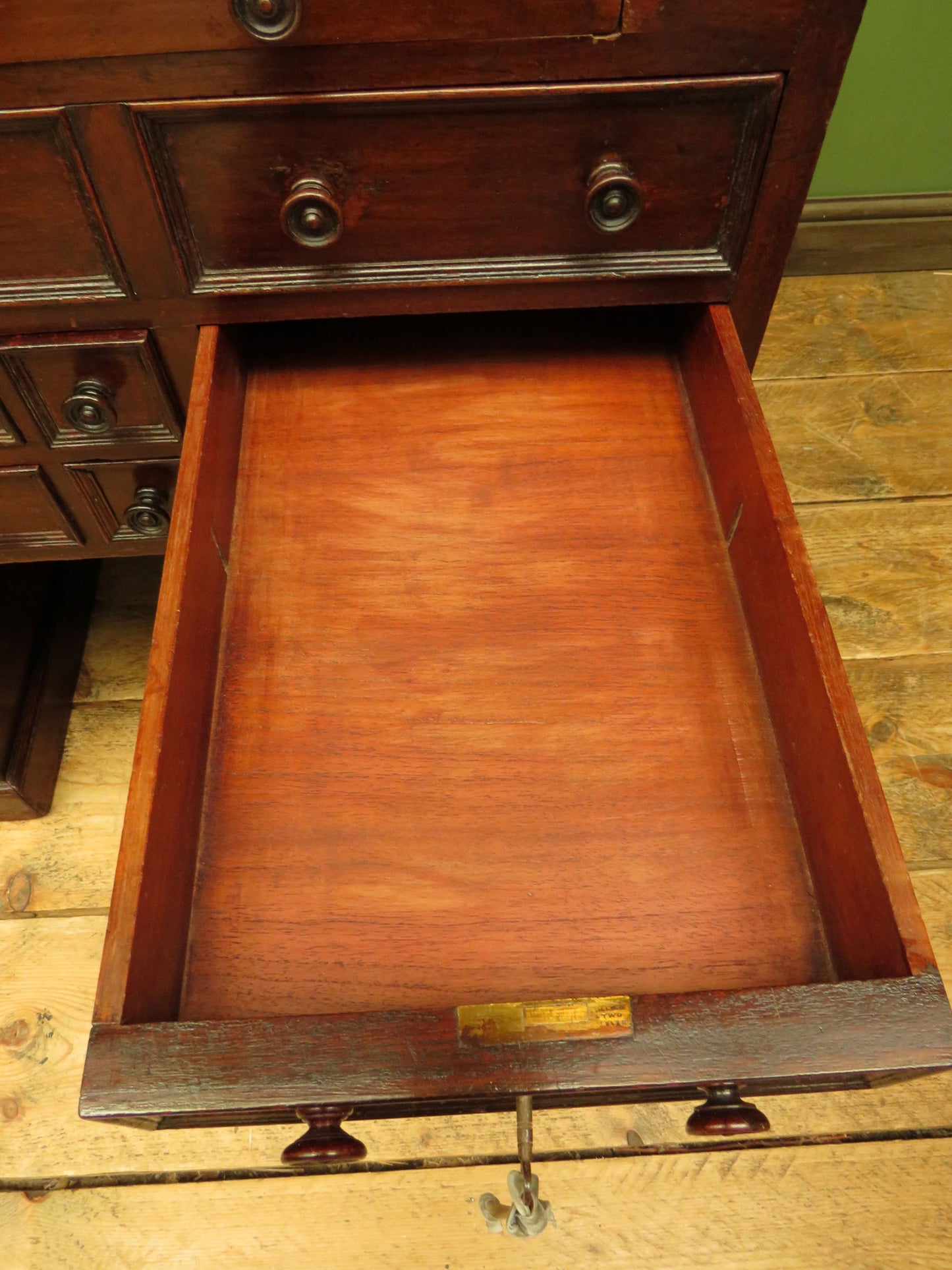 Victorian Mahogany Dentists Kneehole Work Chest With Opaque Glass Top