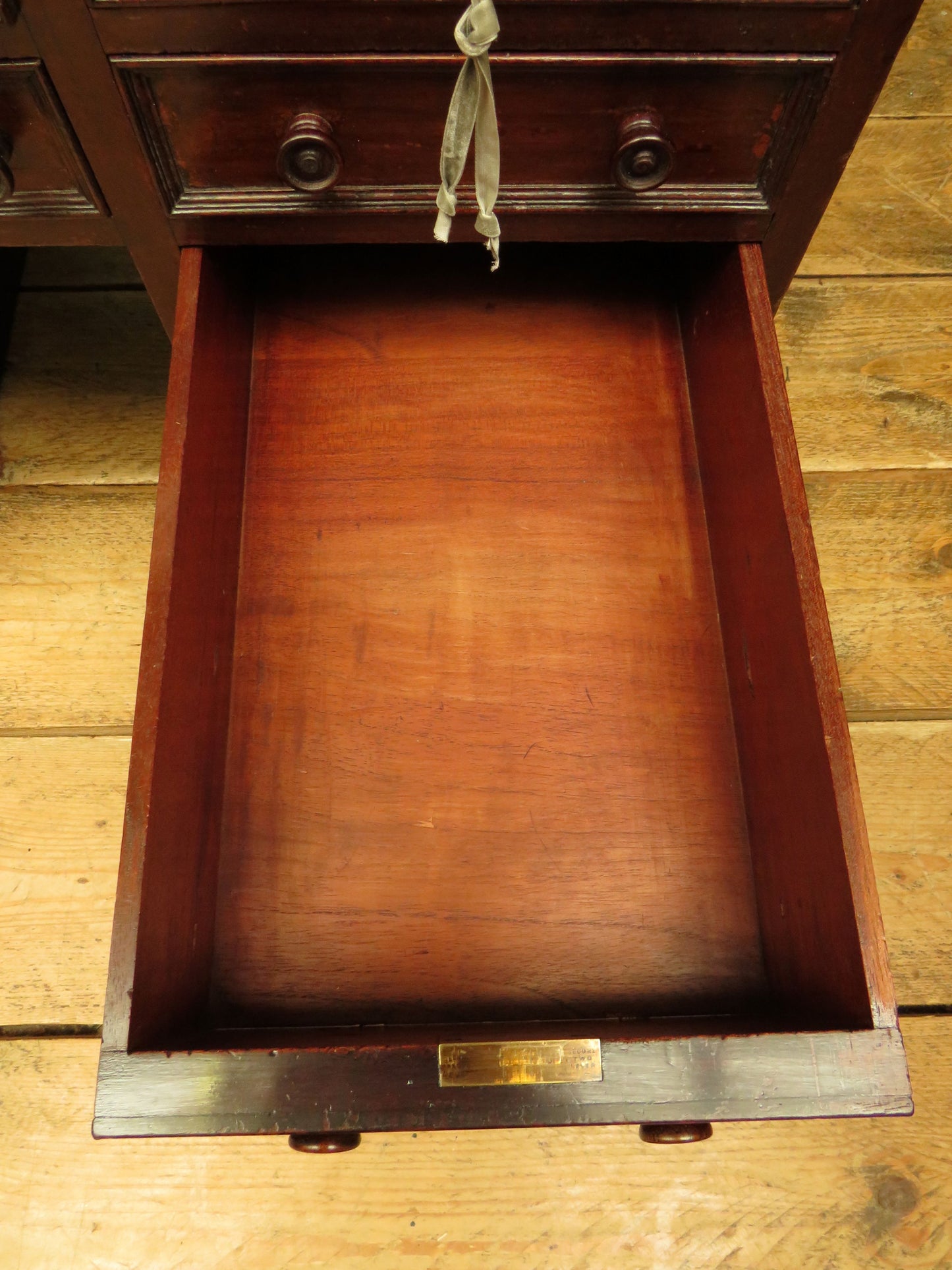 Victorian Mahogany Dentists Kneehole Work Chest With Opaque Glass Top