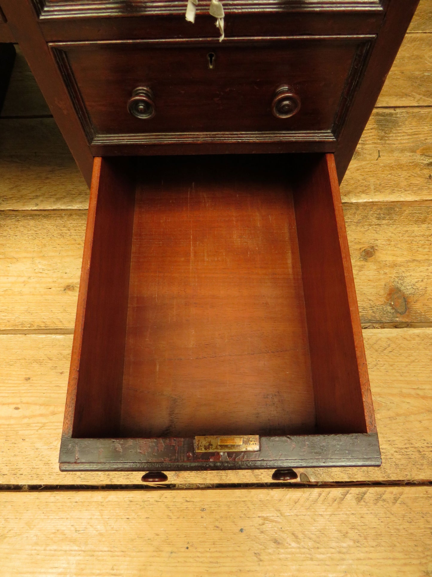 Victorian Mahogany Dentists Kneehole Work Chest With Opaque Glass Top