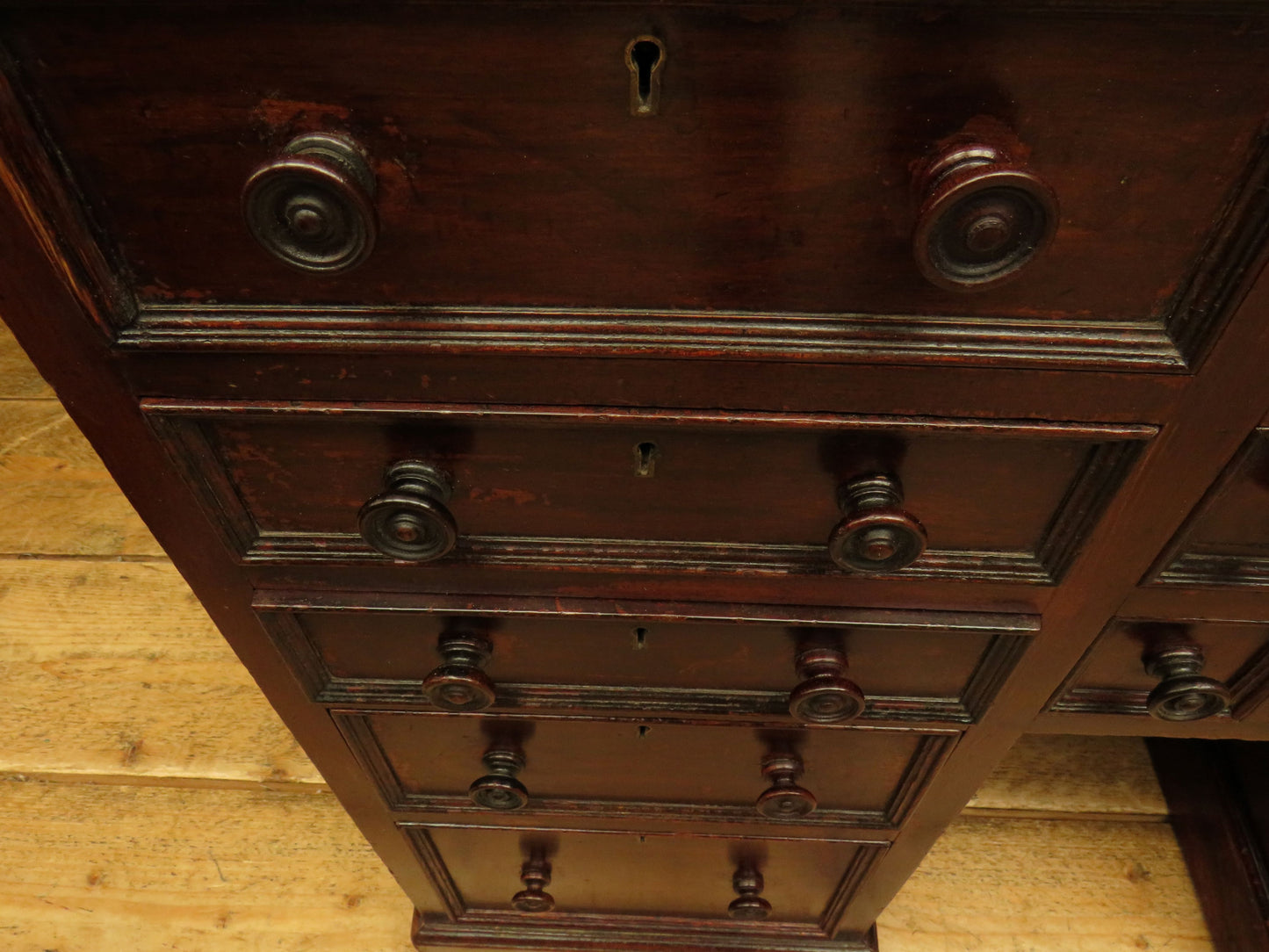 Victorian Mahogany Dentists Kneehole Work Chest With Opaque Glass Top