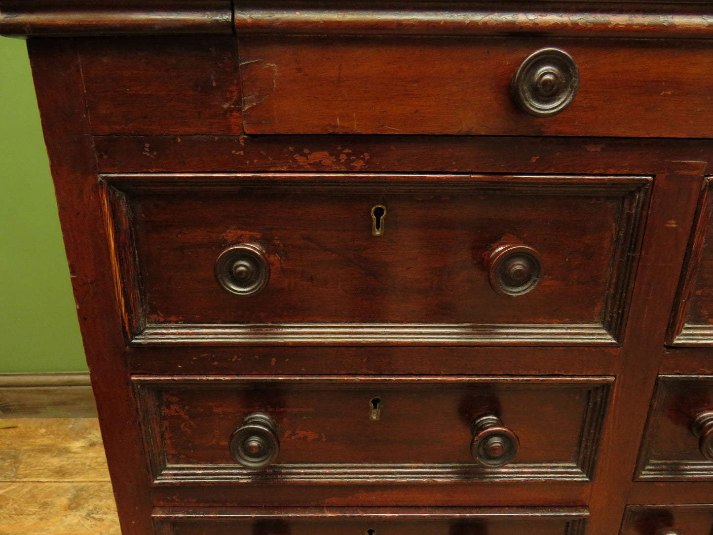 Victorian Mahogany Dentists Kneehole Work Chest With Opaque Glass Top