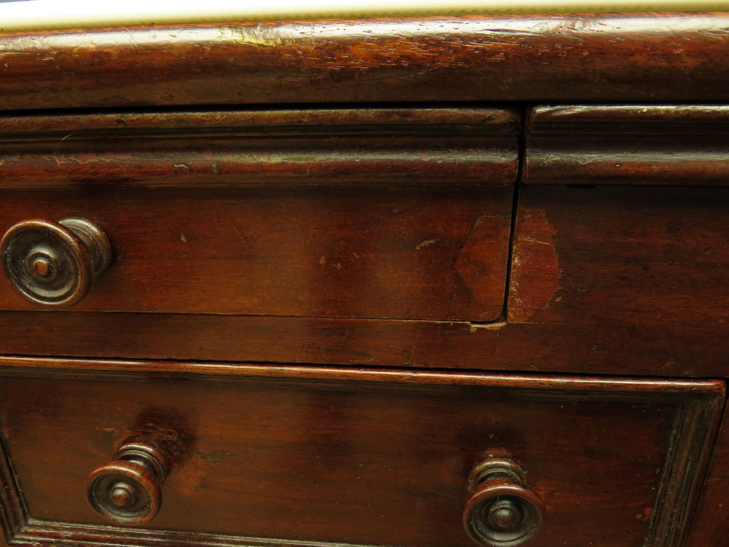 Victorian Mahogany Dentists Kneehole Work Chest With Opaque Glass Top