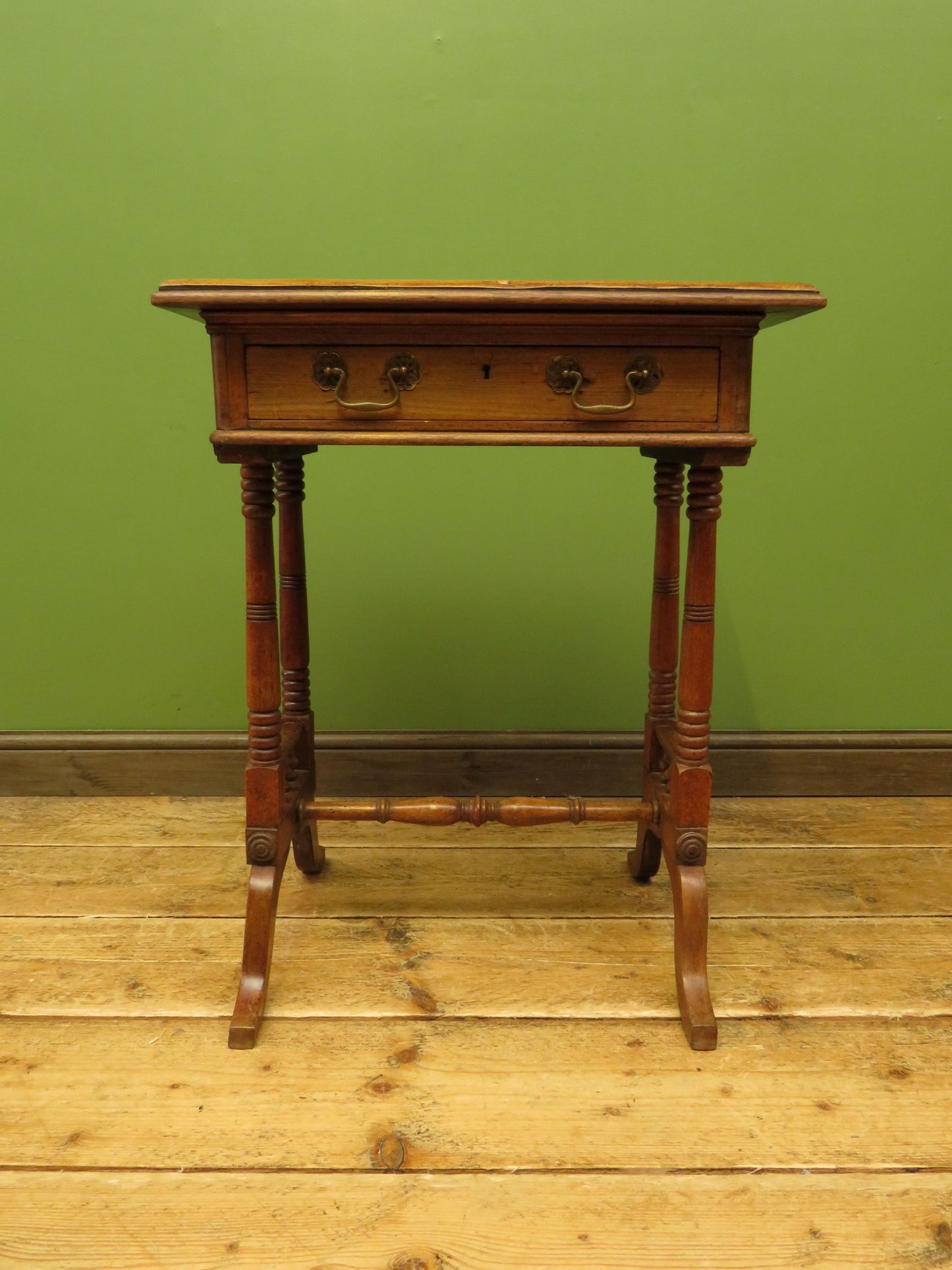 Trinity House Style Work Table with Inlaid Ship & signature H.Larsen, 1911