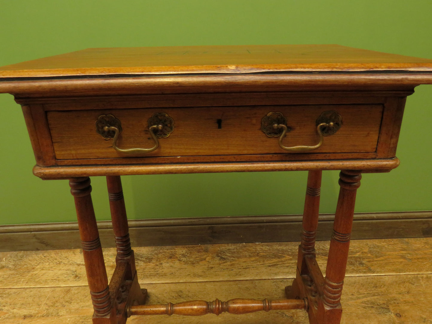 Trinity House Style Work Table with Inlaid Ship & signature H.Larsen, 1911
