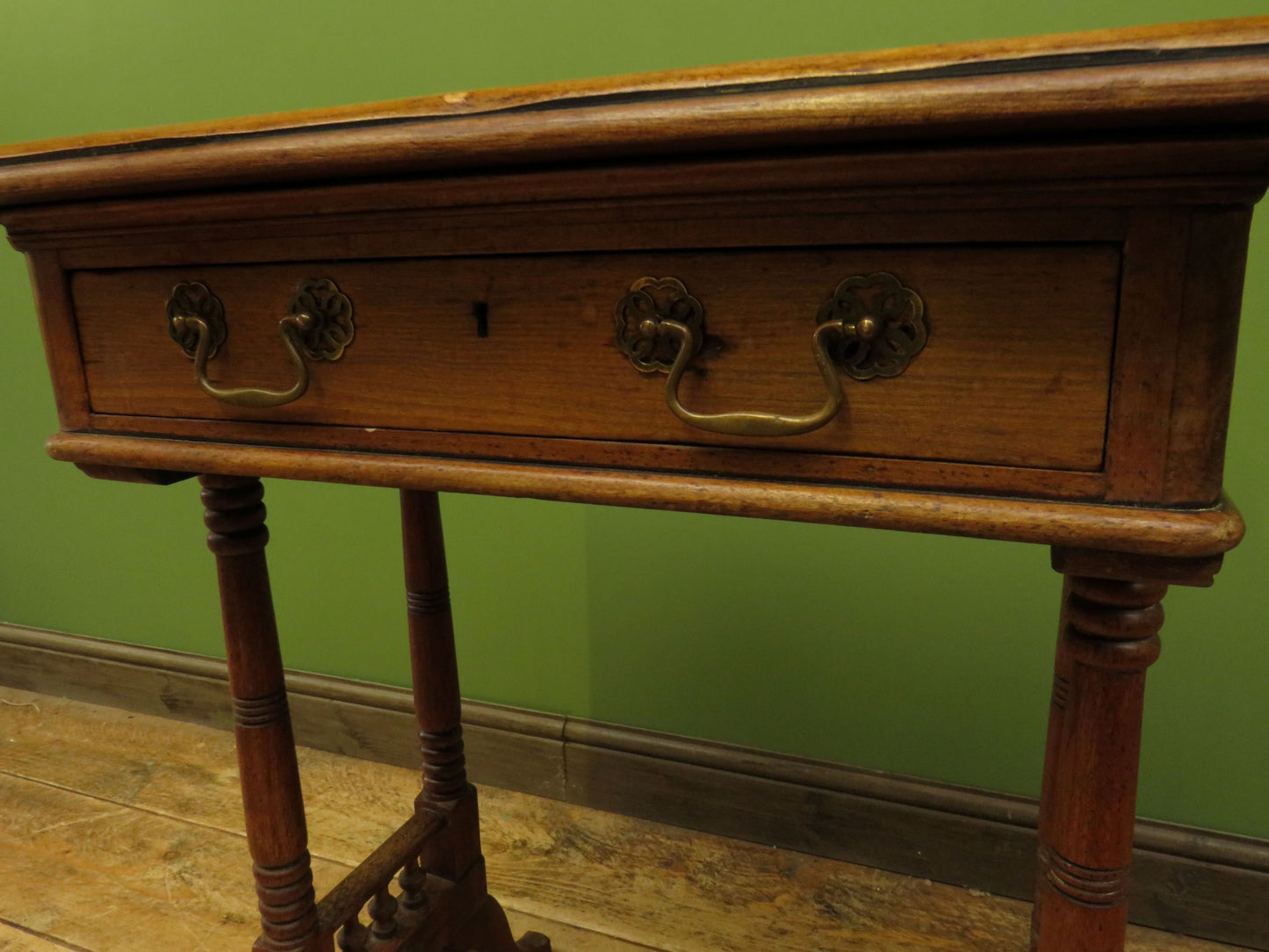 Trinity House Style Work Table with Inlaid Ship & signature H.Larsen, 1911