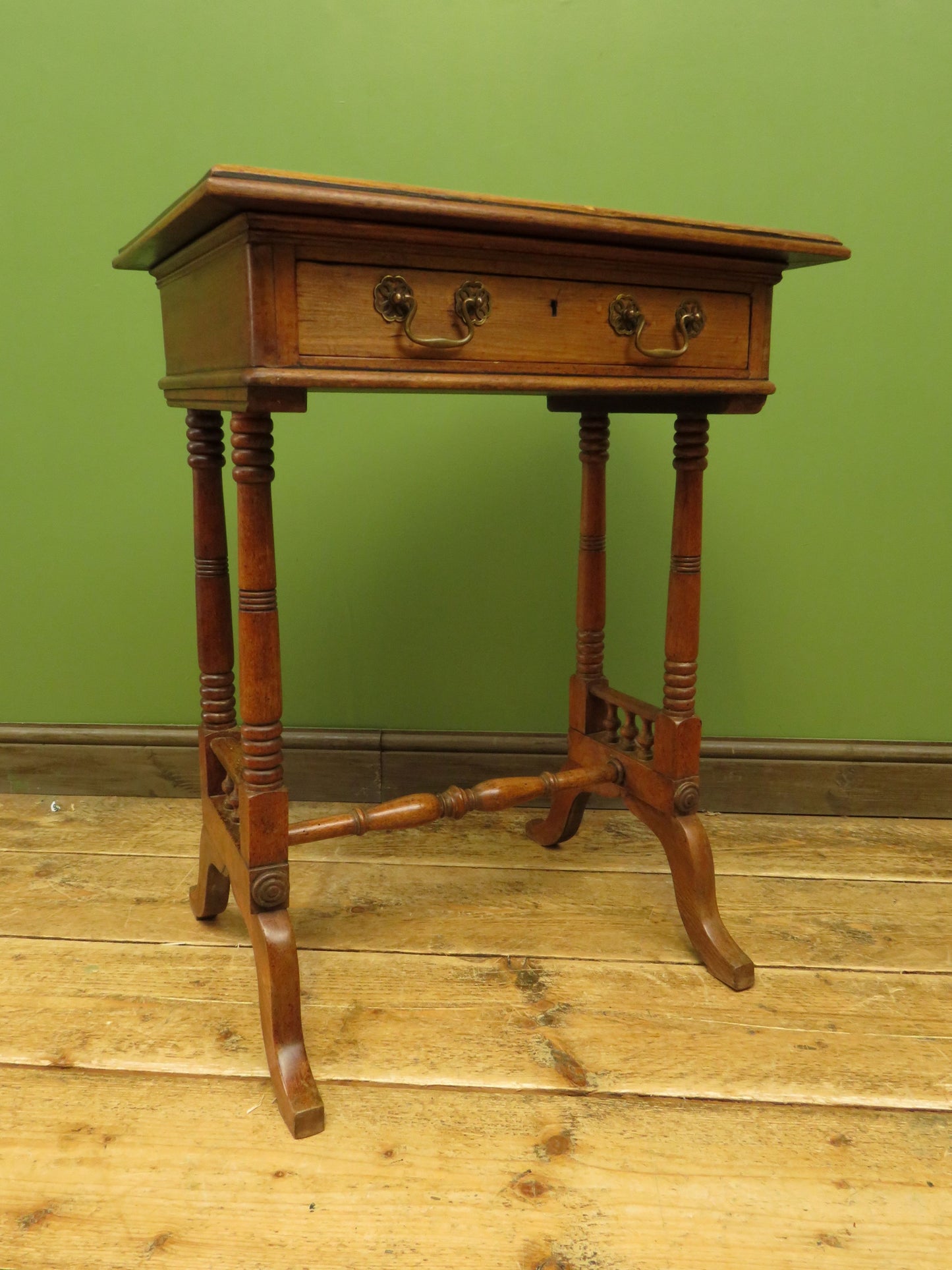 Trinity House Style Work Table with Inlaid Ship & signature H.Larsen, 1911