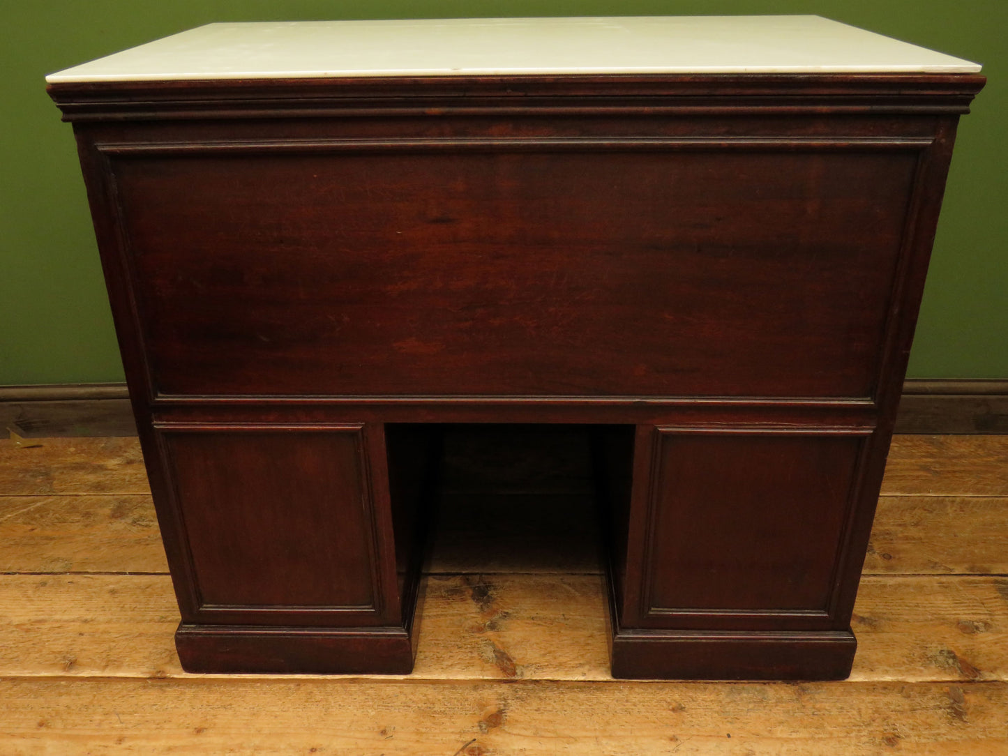 Victorian Mahogany Dentists Kneehole Work Chest With Opaque Glass Top