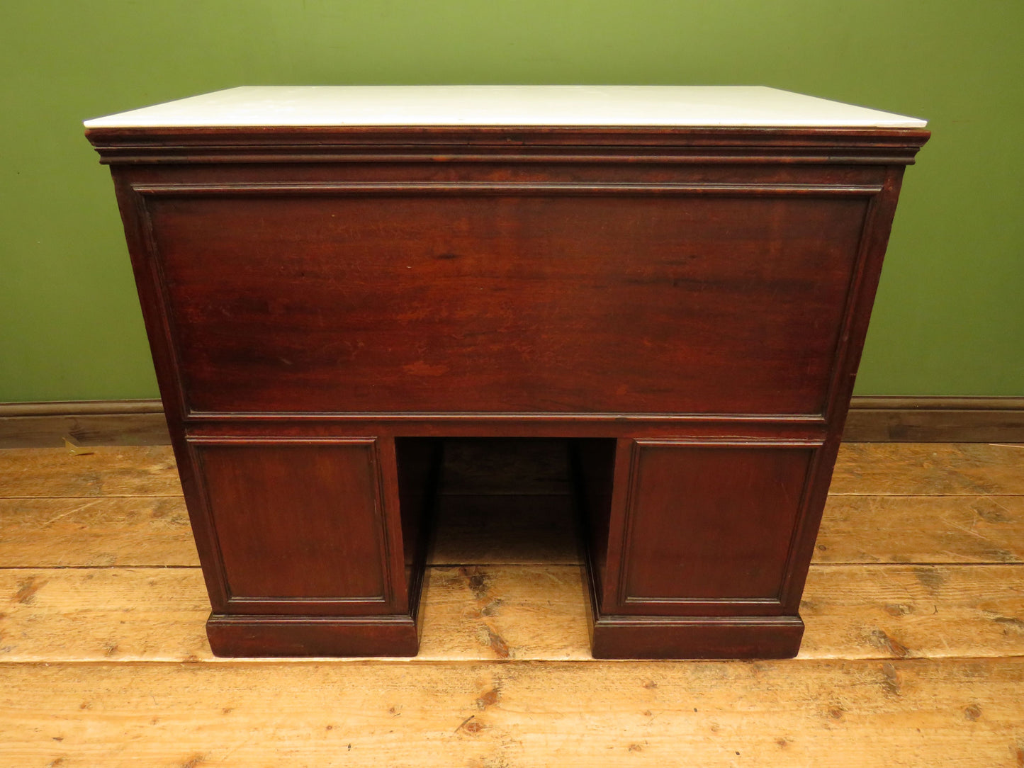 Victorian Mahogany Dentists Kneehole Work Chest With Opaque Glass Top