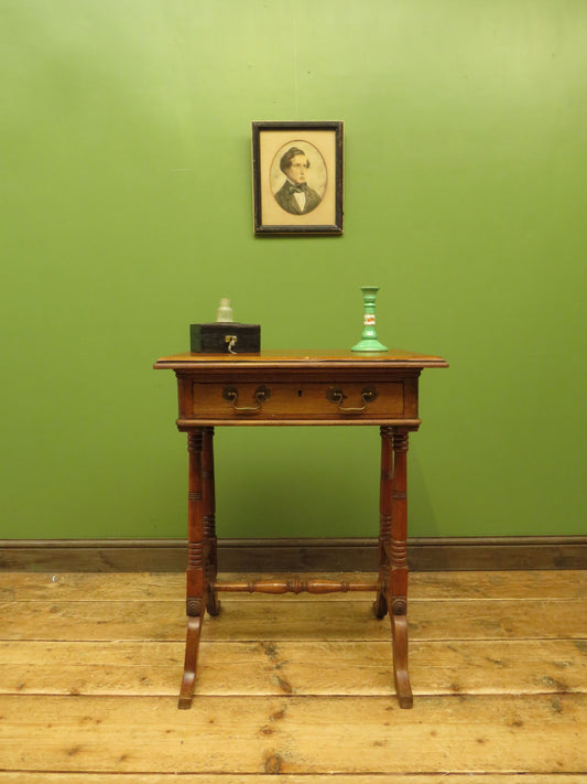 Trinity House Style Work Table with Inlaid Ship & signature H.Larsen, 1911