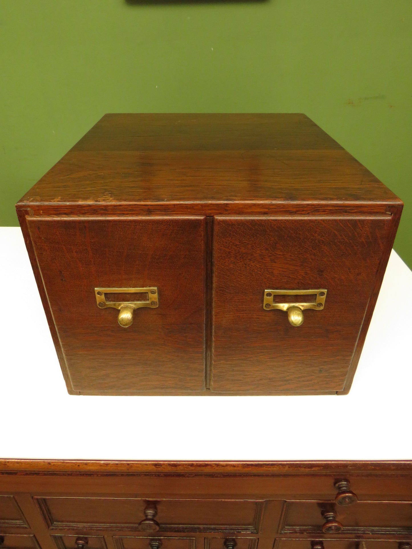 Vintage Oak Table Top Index Drawers by Crusader