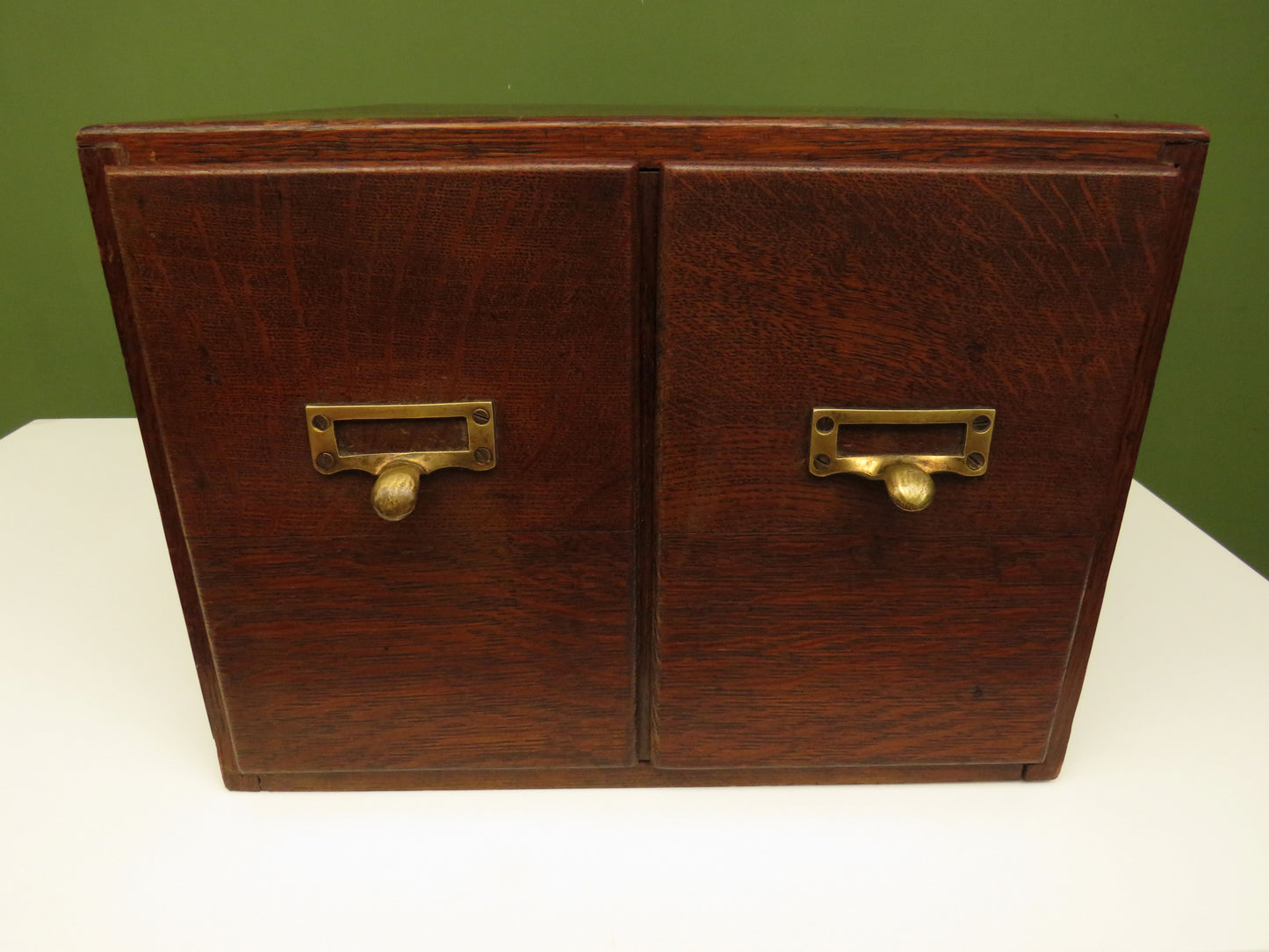 Vintage Oak Table Top Index Drawers by Crusader