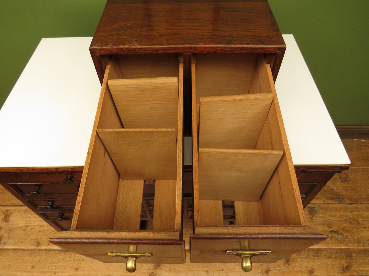 Vintage Oak Table Top Index Drawers by Crusader